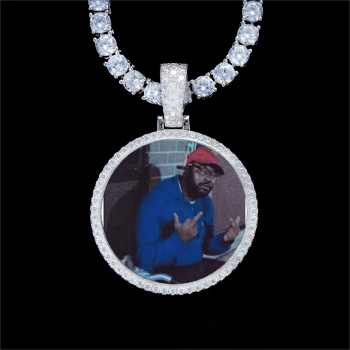 925S & VVS Moissanite 3D Circle Custom Picture Pendant
