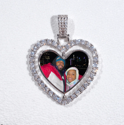 3D Spinning 2-Faced Heart Custom Picture Pendant