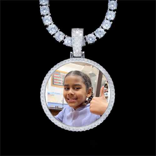 925S & VVS Moissanite 3D Circle Custom Picture Pendant
