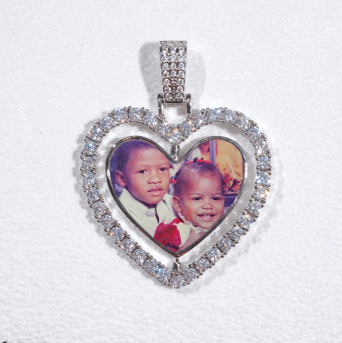 3D Spinning 2-Faced Heart Custom Picture Pendant