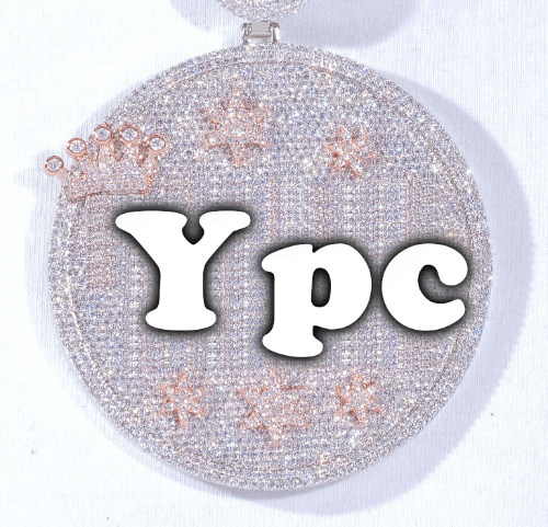 CUSTOM LETTER NECKLACE 3D BIG CROWN DISC