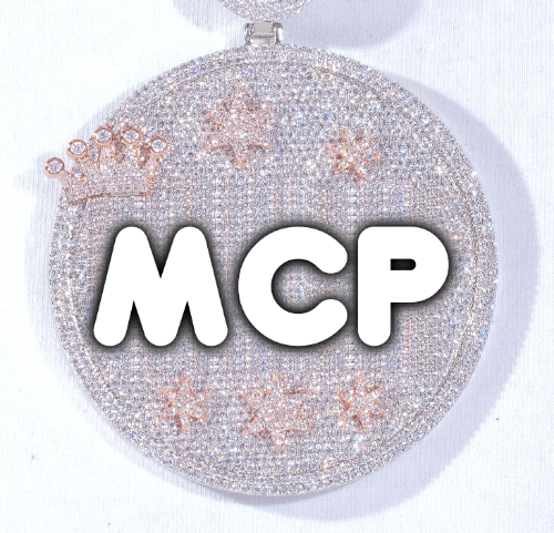 CUSTOM LETTER NECKLACE 3D BIG CROWN DISC