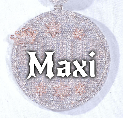 CUSTOM LETTER NECKLACE 3D BIG CROWN DISC
