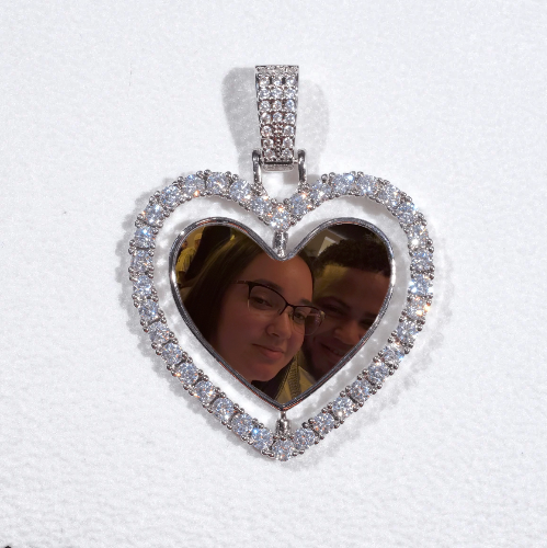 3D Spinning 2-Faced Heart Custom Picture Pendant