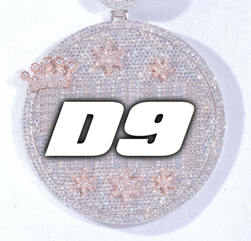 CUSTOM LETTER NECKLACE 3D BIG CROWN DISC