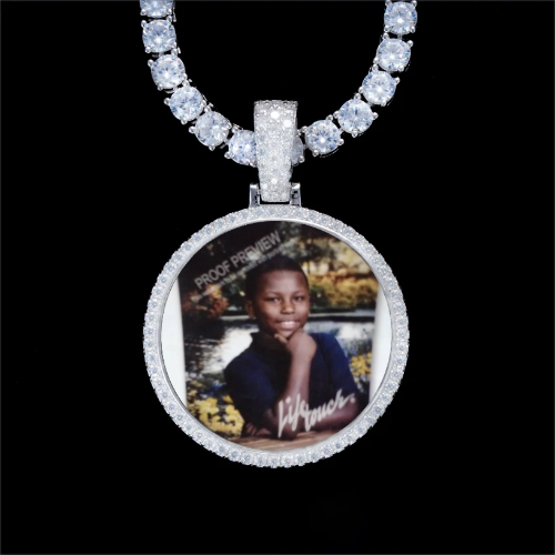 925S & VVS Moissanite 3D Circle Custom Picture Pendant