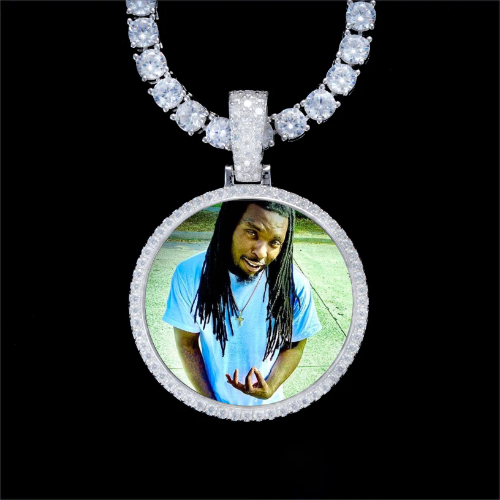 925S & VVS Moissanite 3D Circle Custom Picture Pendant