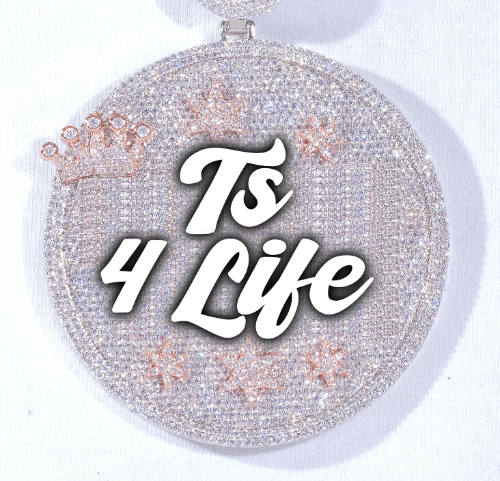 CUSTOM LETTER NECKLACE 3D BIG CROWN DISC