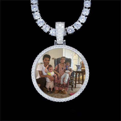 925S & VVS Moissanite 3D Circle Custom Picture Pendant