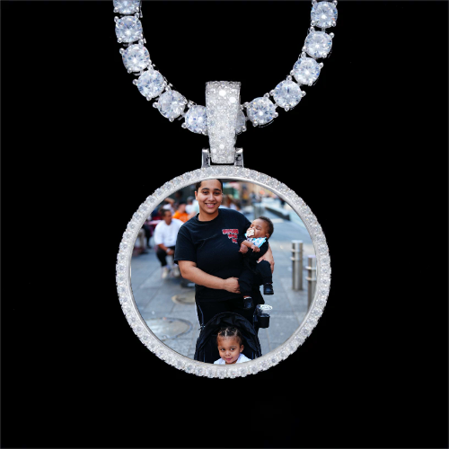 925S & VVS Moissanite 3D Circle Custom Picture Pendant