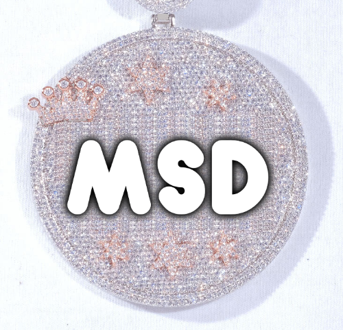 CUSTOM LETTER NECKLACE 3D BIG CROWN DISC
