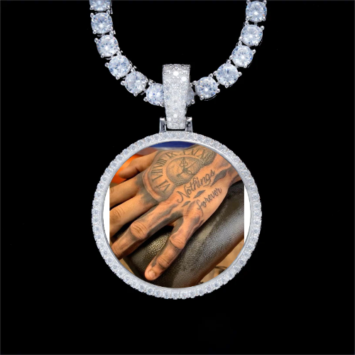 925S & VVS Moissanite 3D Circle Custom Picture Pendant