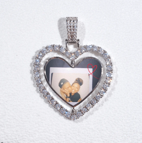3D Spinning 2-Faced Heart Custom Picture Pendant