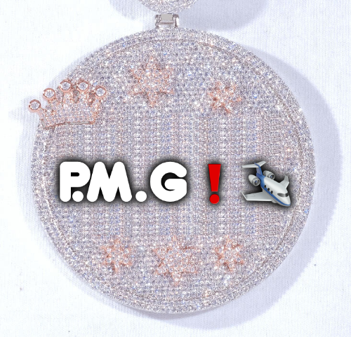CUSTOM LETTER NECKLACE 3D BIG CROWN DISC