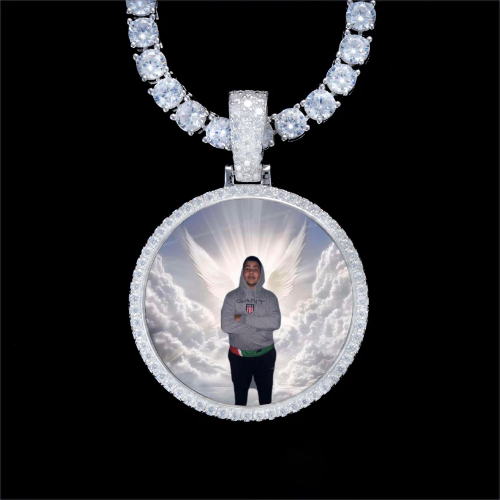 925S & VVS Moissanite 3D Circle Custom Picture Pendant