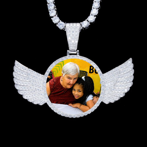 925S & VVS Moissanite 3D Wing Custom Picture Pendant