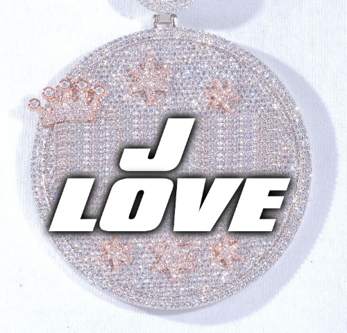 CUSTOM LETTER NECKLACE 3D BIG CROWN DISC