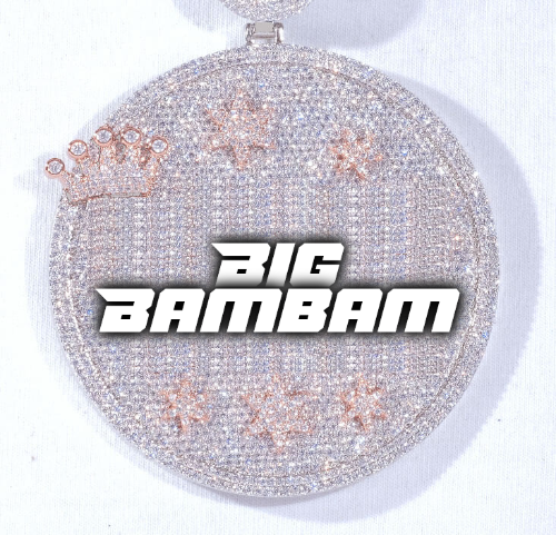 CUSTOM LETTER NECKLACE 3D BIG CROWN DISC