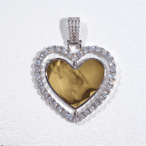 3D Spinning 2-Faced Heart Custom Picture Pendant