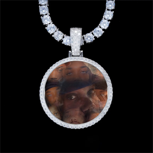 925S & VVS Moissanite 3D Circle Custom Picture Pendant