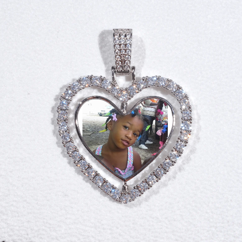 3D Spinning 2-Faced Heart Custom Picture Pendant