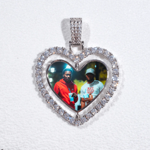 3D Spinning 2-Faced Heart Custom Picture Pendant