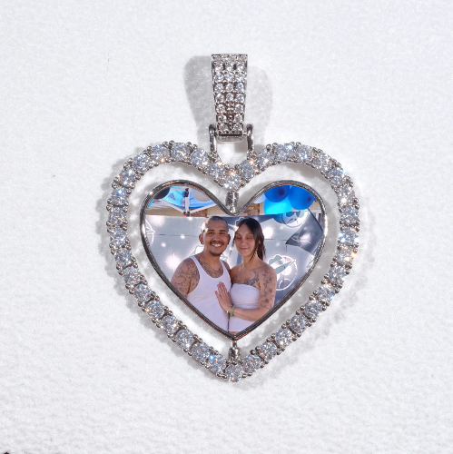 3D Spinning 2-Faced Heart Custom Picture Pendant