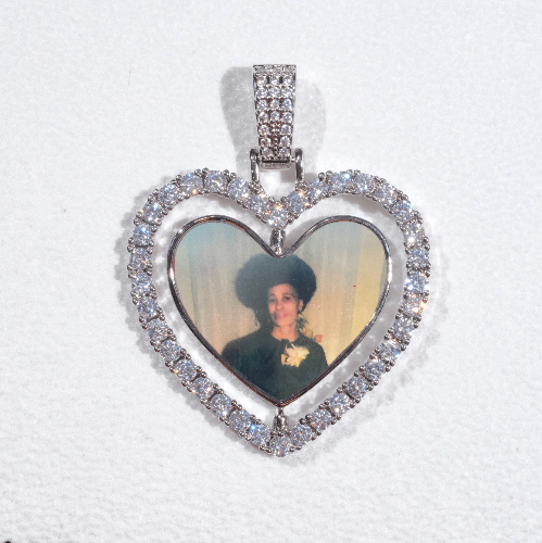 3D Spinning 2-Faced Heart Custom Picture Pendant