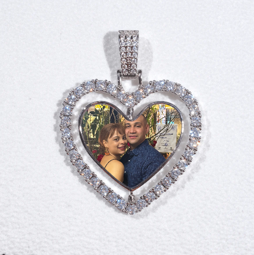 3D Spinning 2-Faced Heart Custom Picture Pendant