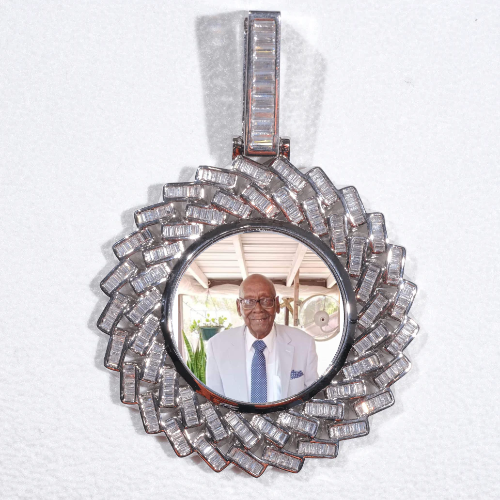 Large 3D Baguette Custom Picture Pendant