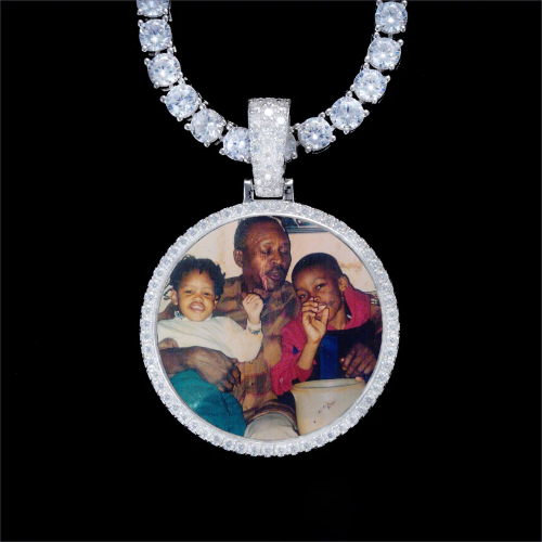 925S & VVS Moissanite 3D Circle Custom Picture Pendant