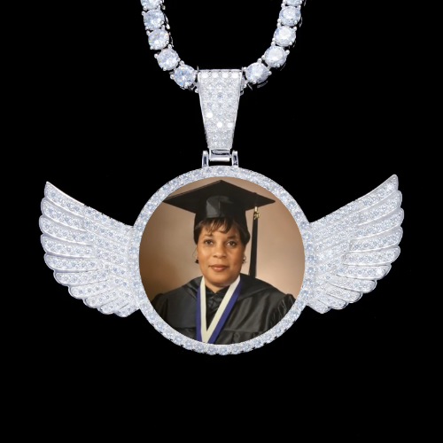 925S & VVS Moissanite 3D Wing Custom Picture Pendant
