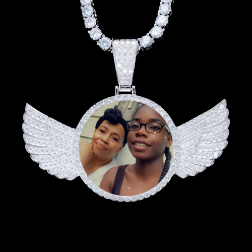 925S & VVS Moissanite 3D Wing Custom Picture Pendant