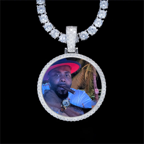 925S & VVS Moissanite 3D Circle Custom Picture Pendant