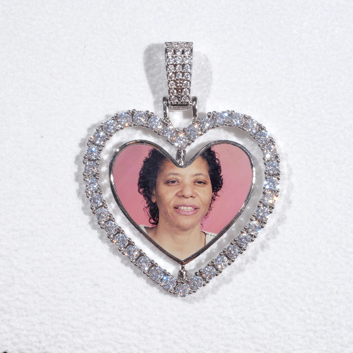 3D Spinning 2-Faced Heart Custom Picture Pendant