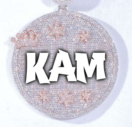 CUSTOM LETTER NECKLACE 3D BIG CROWN DISC
