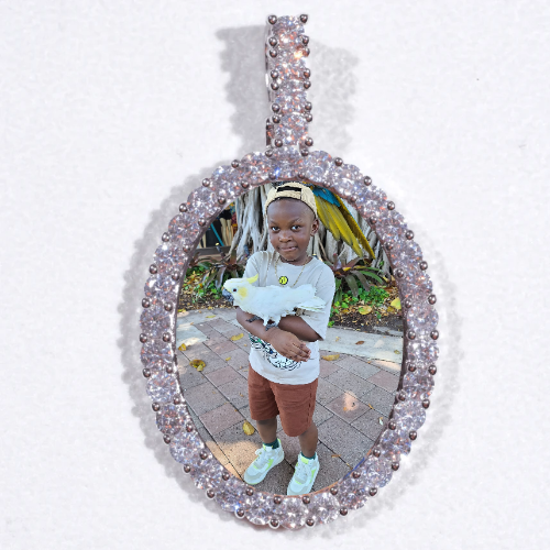 Large 3D Oval Custom Picture Pendant