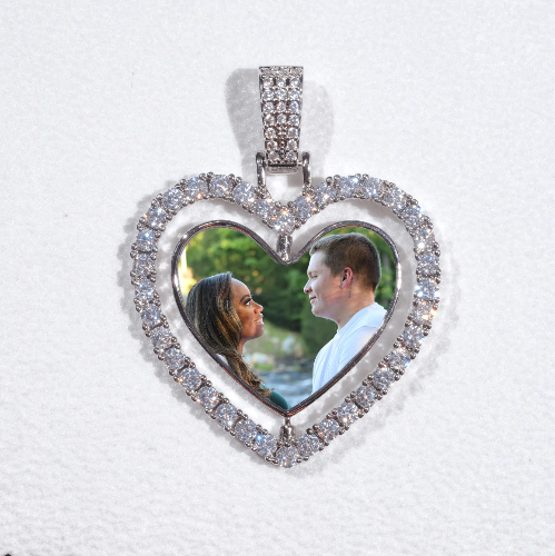 3D Spinning 2-Faced Heart Custom Picture Pendant