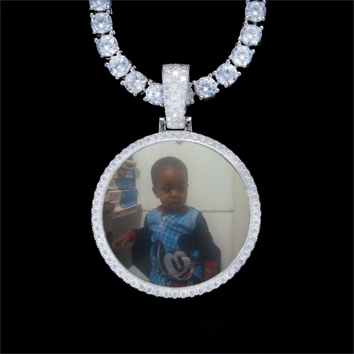 925S & VVS Moissanite 3D Circle Custom Picture Pendant