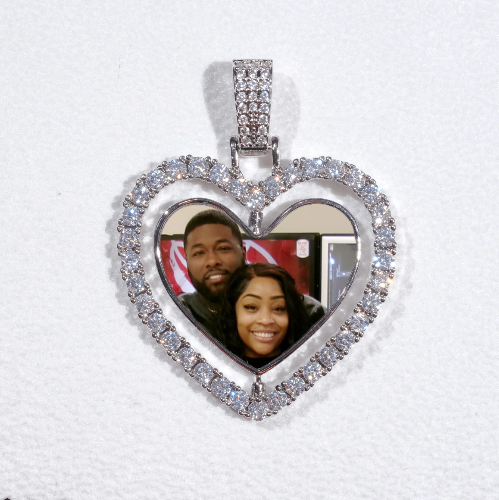 3D Spinning 2-Faced Heart Custom Picture Pendant