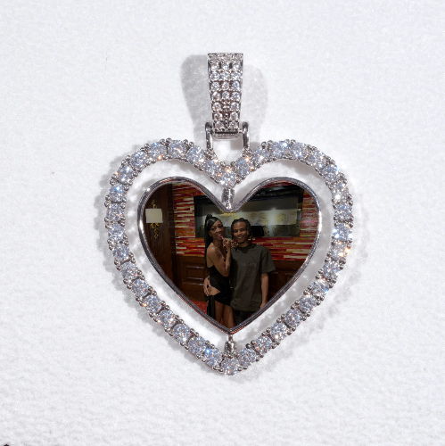 3D Spinning 2-Faced Heart Custom Picture Pendant