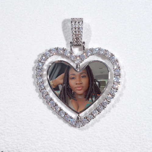 3D Spinning 2-Faced Heart Custom Picture Pendant