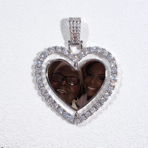 3D Spinning 2-Faced Heart Custom Picture Pendant