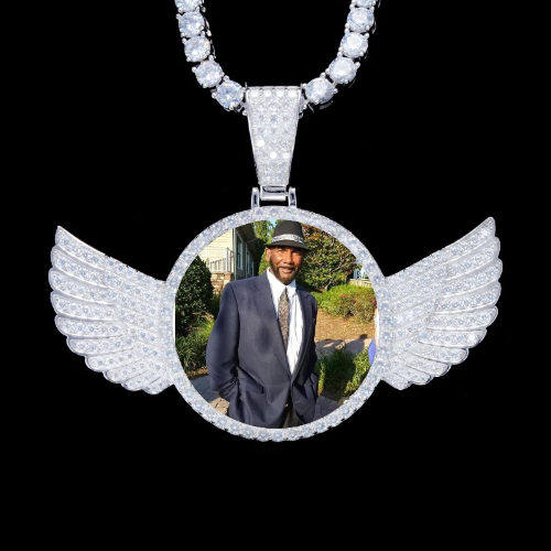 925S & VVS Moissanite 3D Wing Custom Picture Pendant