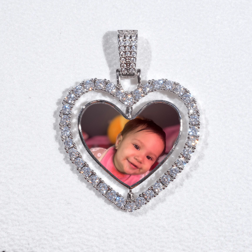 3D Spinning 2-Faced Heart Custom Picture Pendant