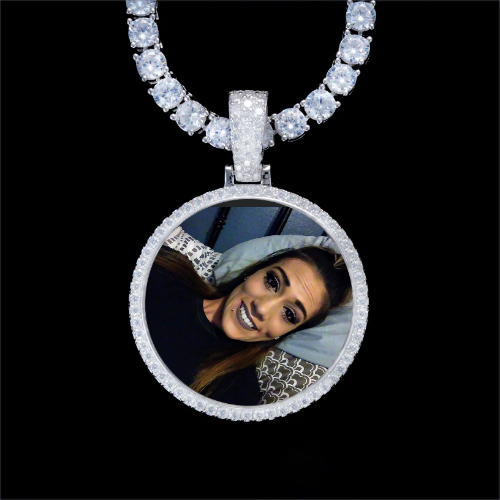925S & VVS Moissanite 3D Circle Custom Picture Pendant