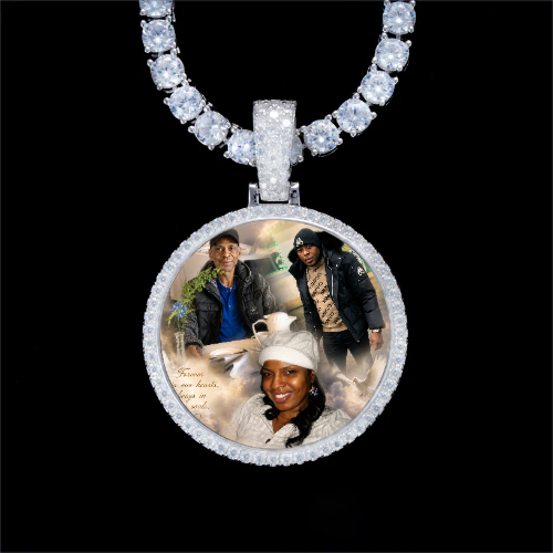 925S & VVS Moissanite 3D Circle Custom Picture Pendant