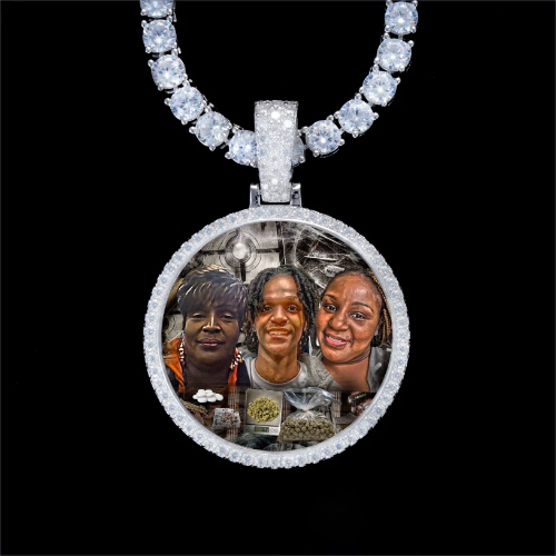 925S & VVS Moissanite 3D Circle Custom Picture Pendant