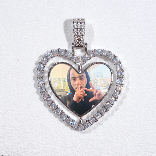 3D Spinning 2-Faced Heart Custom Picture Pendant