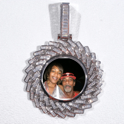 Large 3D Baguette Custom Picture Pendant